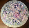 Abstract roses oil painting on round canvas