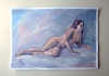 Nude woman figure on a blue background 