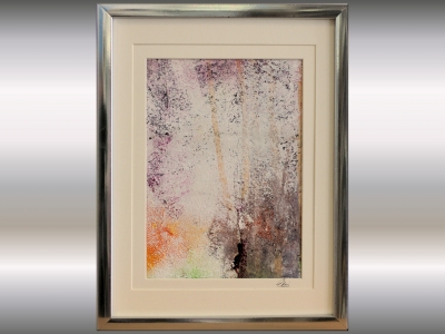 Structure meets colour - small abstract painting in frame