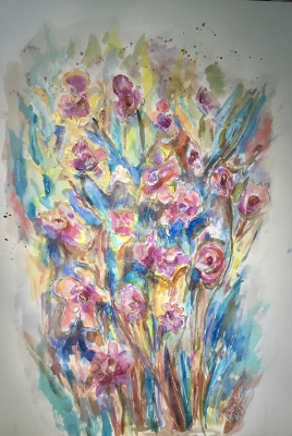 Floral fantasy watercolor painting 