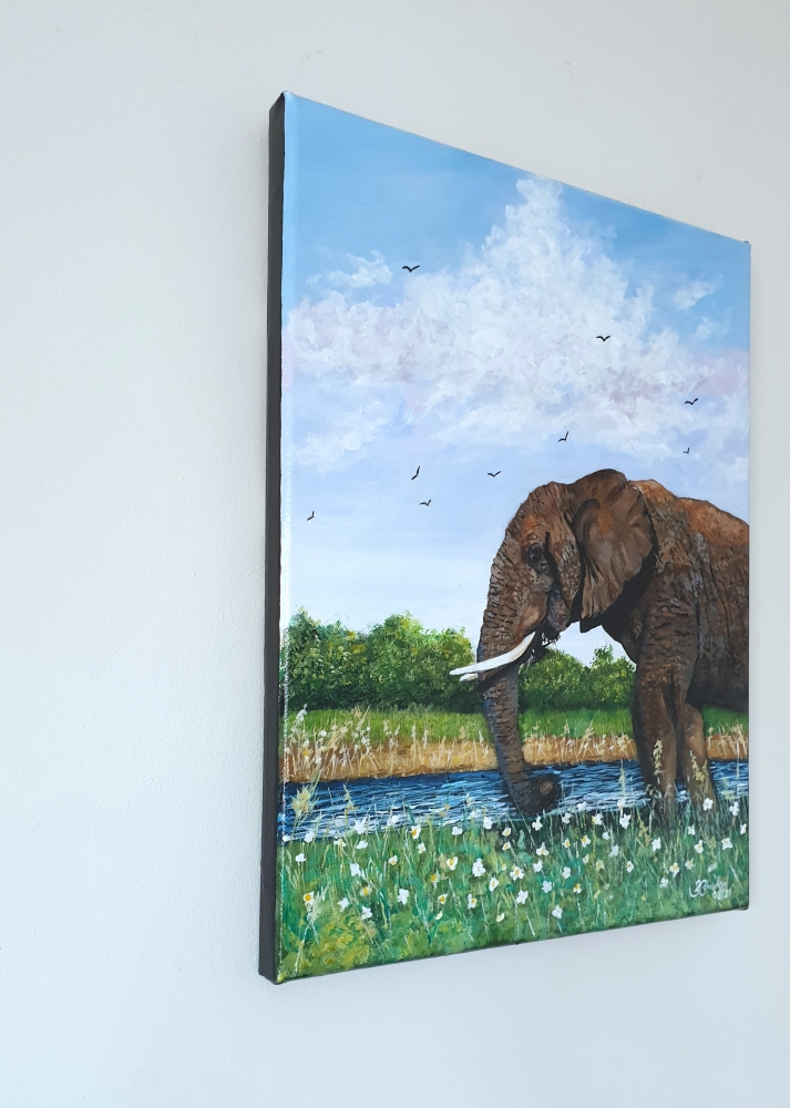 Elephant and Daises 