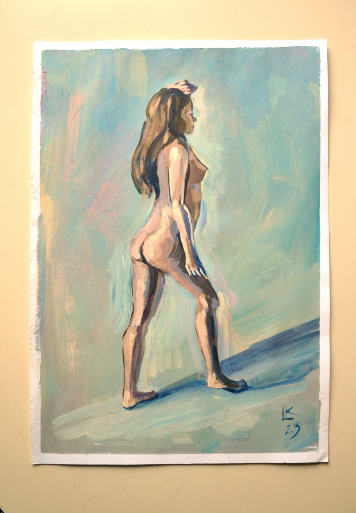 Young Nude Woman Standing Back