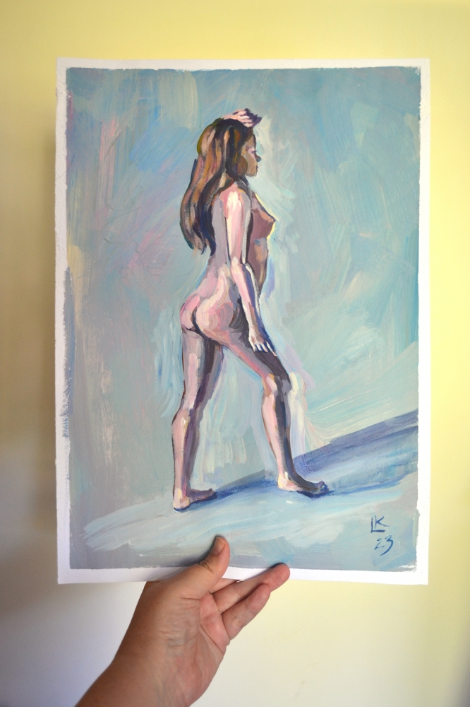 Young Nude Woman Standing Back