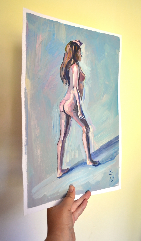 Young Nude Woman Standing Back