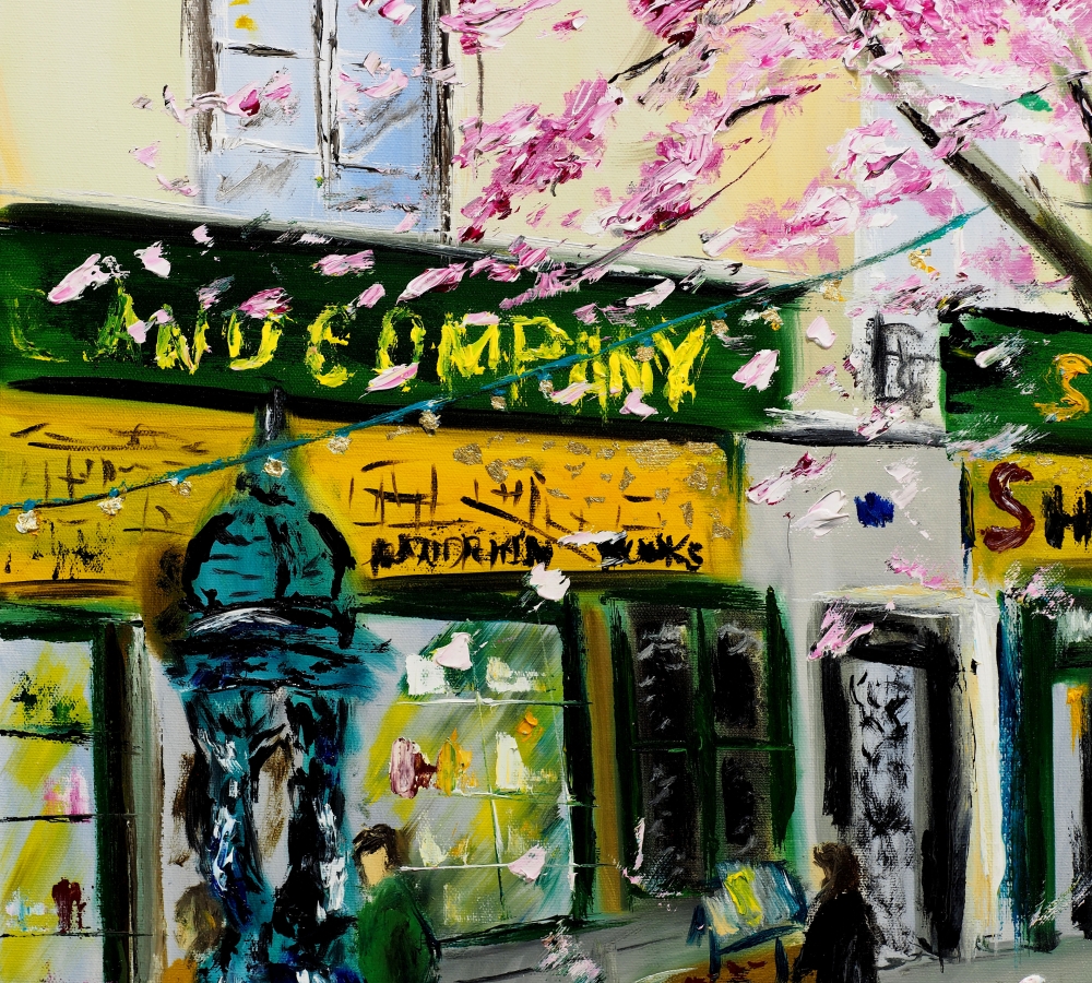 Cherry Blossoms at Shakespeare and Co, Paris - with gold embellishment