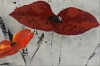 Poppy Love - abstract poppies, acrylic painting in frame