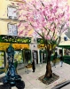 Cherry Blossoms at Shakespeare and Co, Paris - with gold embellishment