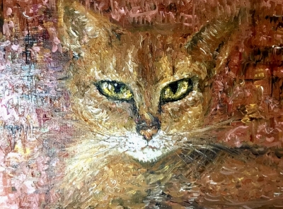 Red cat oil painting 