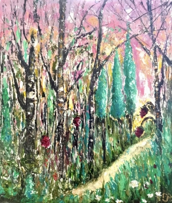 Strawberry forest oil painting 
