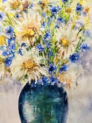 Daisies original watercolor painting 