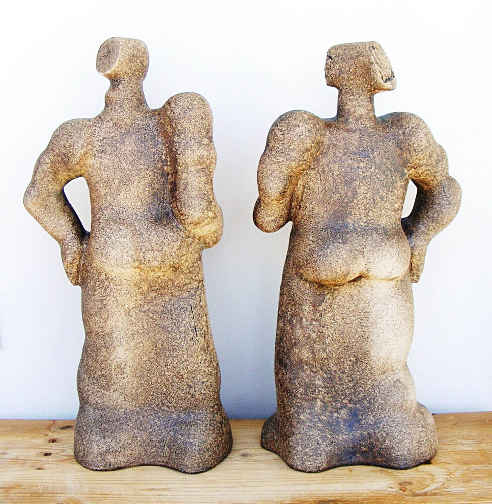 Mythological Giants, Fafner and Fasolt, Builders of Valhalla - Ceramic Sculpture (PAIR)