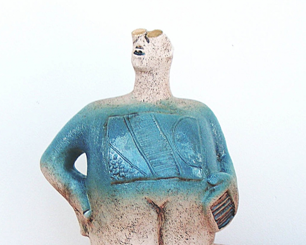 Stargazer Figure - Looking At Canis Minor - Ceramic Sculpture