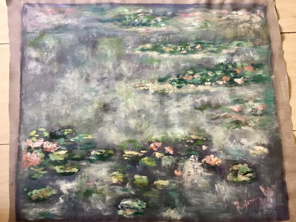 Waterlillies pond Monet inspired large canvas art