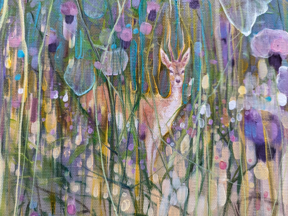 Midsummer Witness, a magical meadow with deer