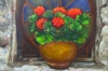 Geraniums in a Window Setting