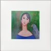 Woman with Grey Parrot framed