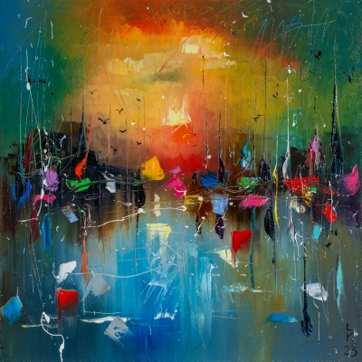 Mysterious evening harbor 
