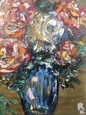 Colourful flowers oil painting 