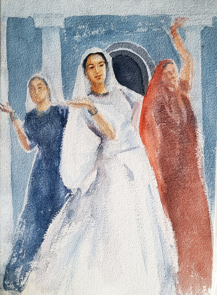 Indian Dancers in watercolors