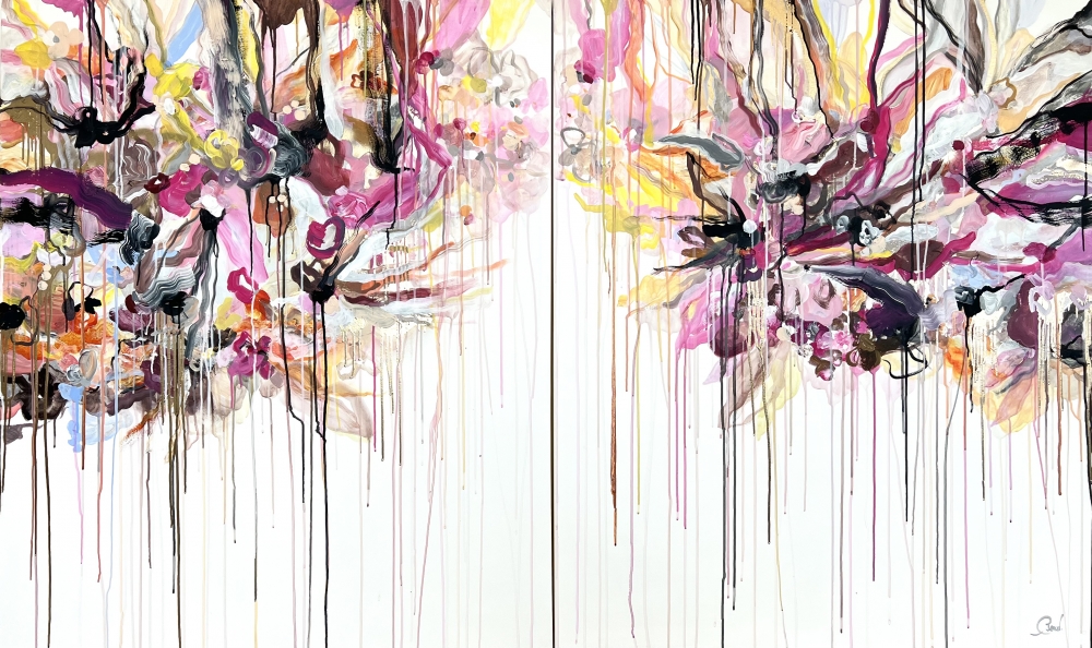 Floral cascade - Large abstract painting 