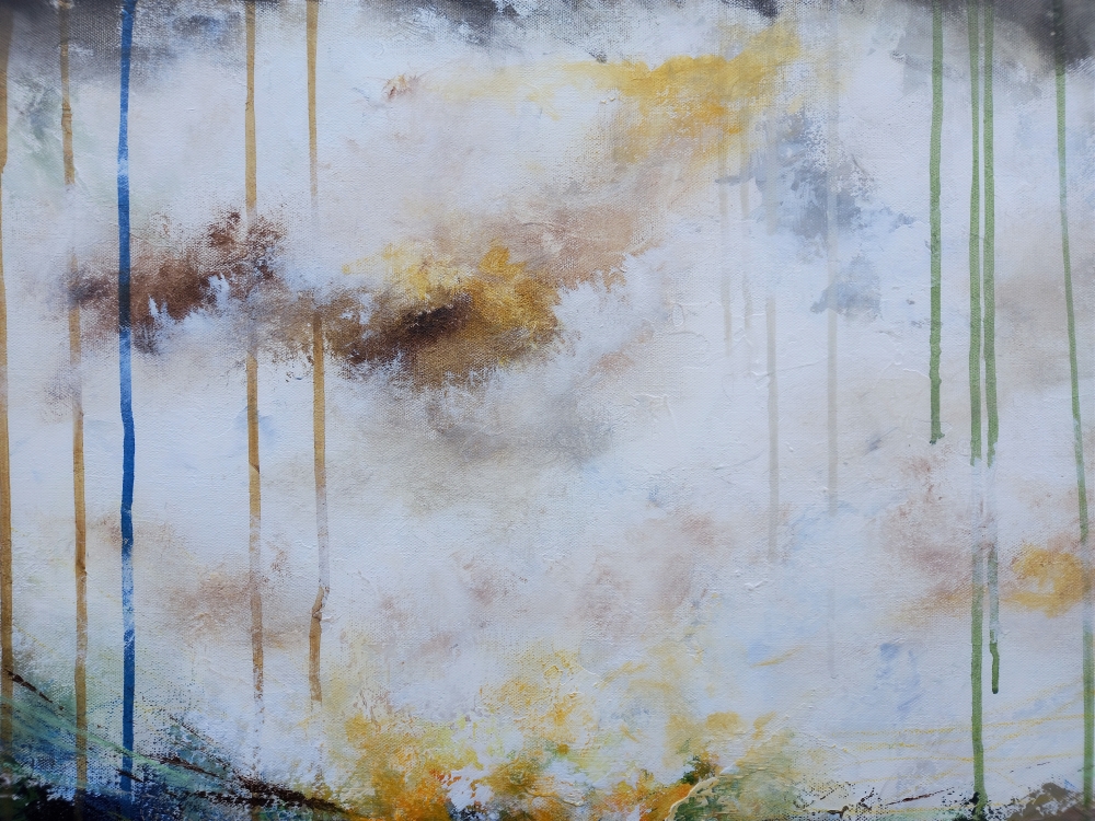 XXL Clouds over the lake 80 x 80 cm Abstract Painting