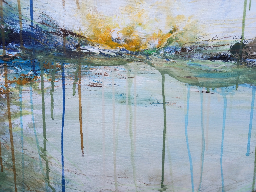 XXL Clouds over the lake 80 x 80 cm Abstract Painting