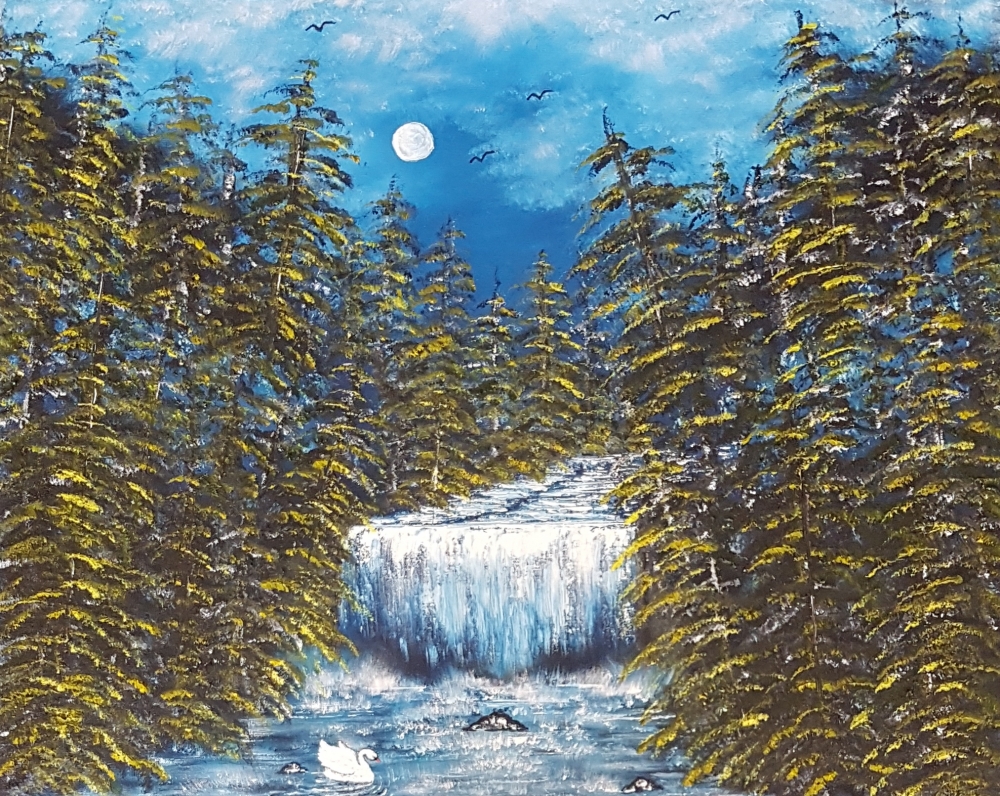 Moonglow falls in summertime 