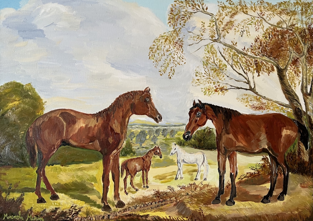 Landscape with four horses