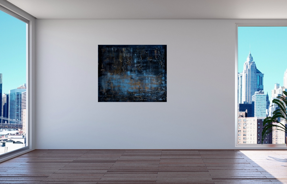 Blue fantasies - large abstract art on canvas