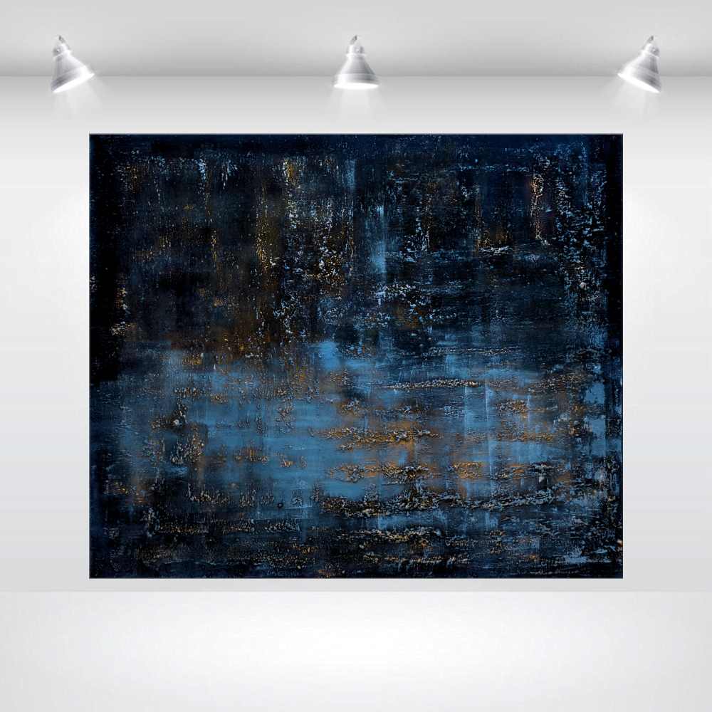 Blue fantasies - large abstract art on canvas