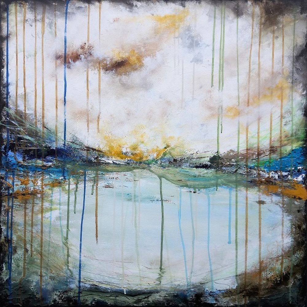 XXL Clouds over the lake 80 x 80 cm Abstract Painting