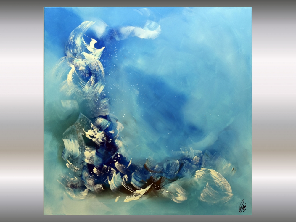 Dancing Clouds - Blue abstract art on canvas