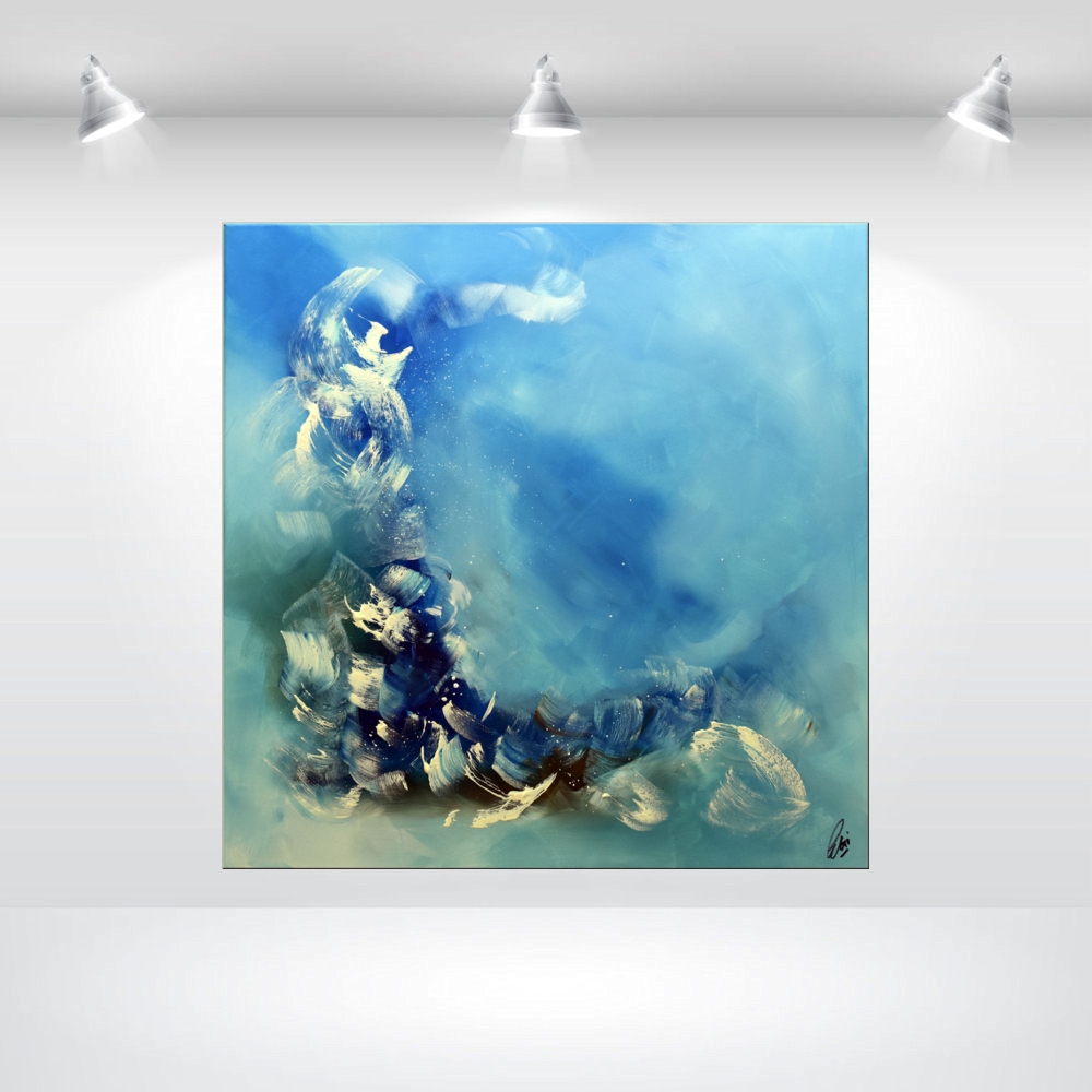 Dancing Clouds - Blue abstract art on canvas