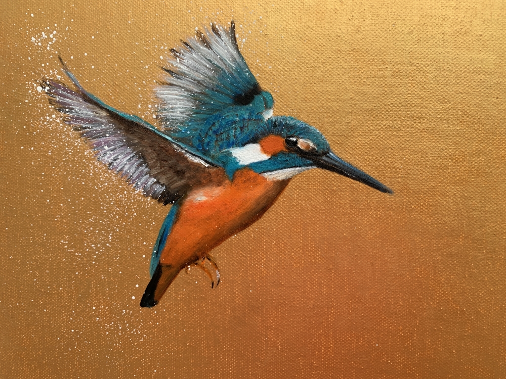 Flight of The Kingfisher ~ on Gold 