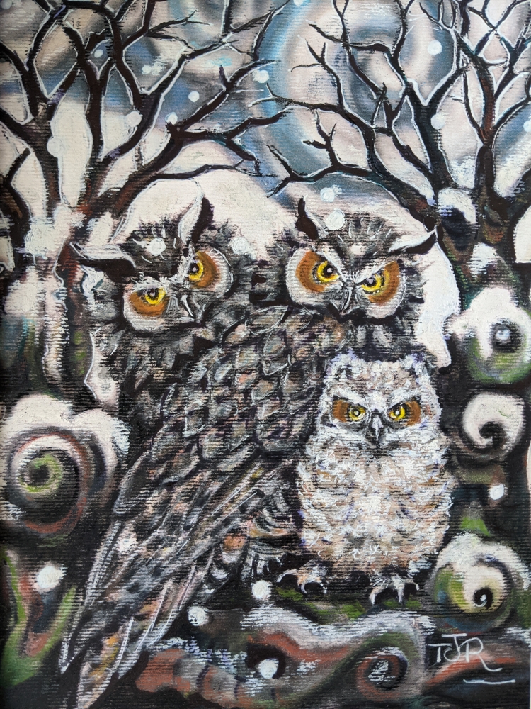 The Owl Family's Snowy Day