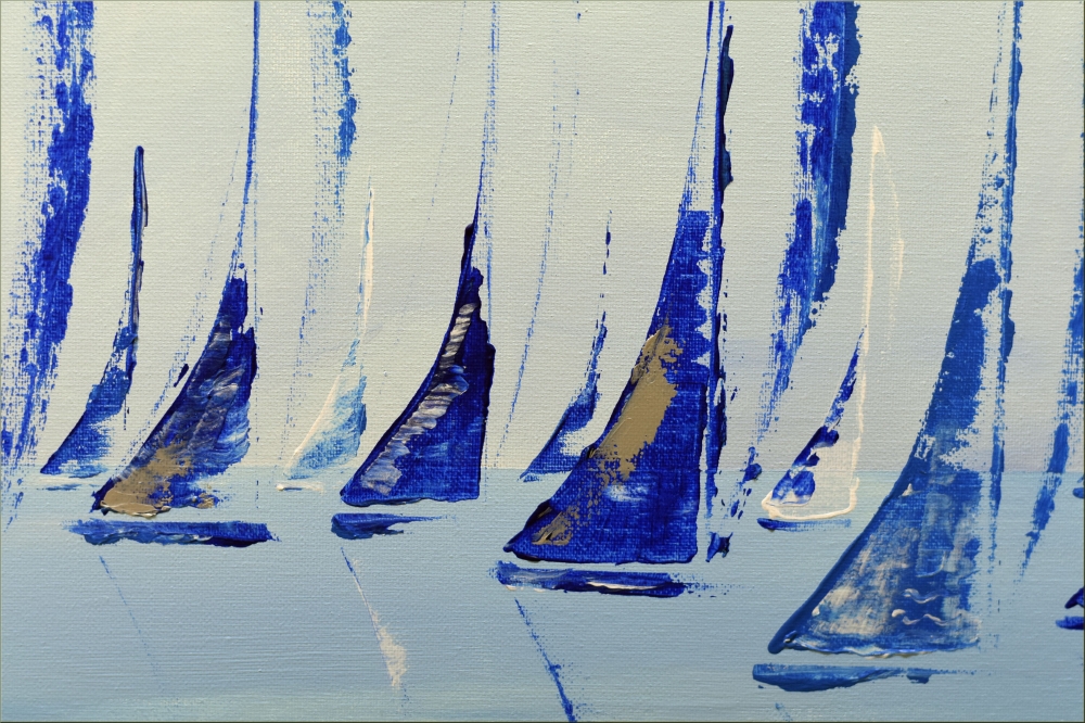 Blue Silence - Framed Sailboat Painting 