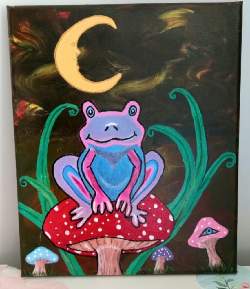 Fantasy Frog Sitting on a Toadstool 