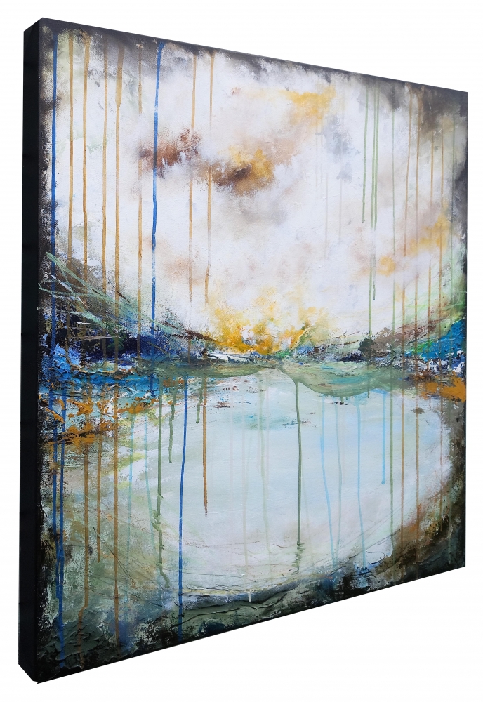 XXL Clouds over the lake 80 x 80 cm Abstract Painting