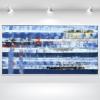 Blue Horizontal - Framed abstract painting on canvas