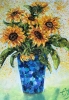 Yellow Sunflowers in a Blue Vase SOLD