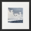 Monochrome - Three Swans over Marshland framed