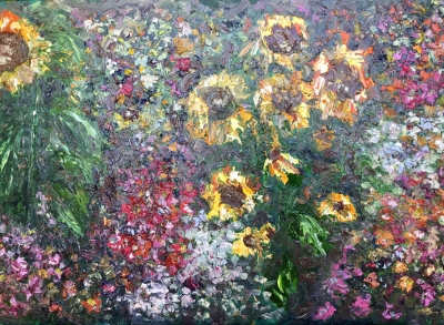 Sunflower garden oil painting 
