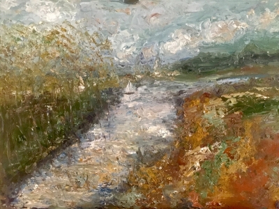 River landscape oil painting 