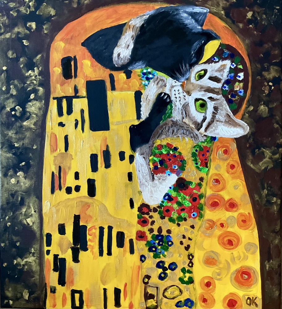 Cats kiss and Gustav Klimt