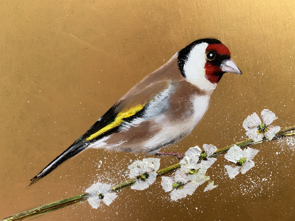 Goldfinch on Cherry Blossom II