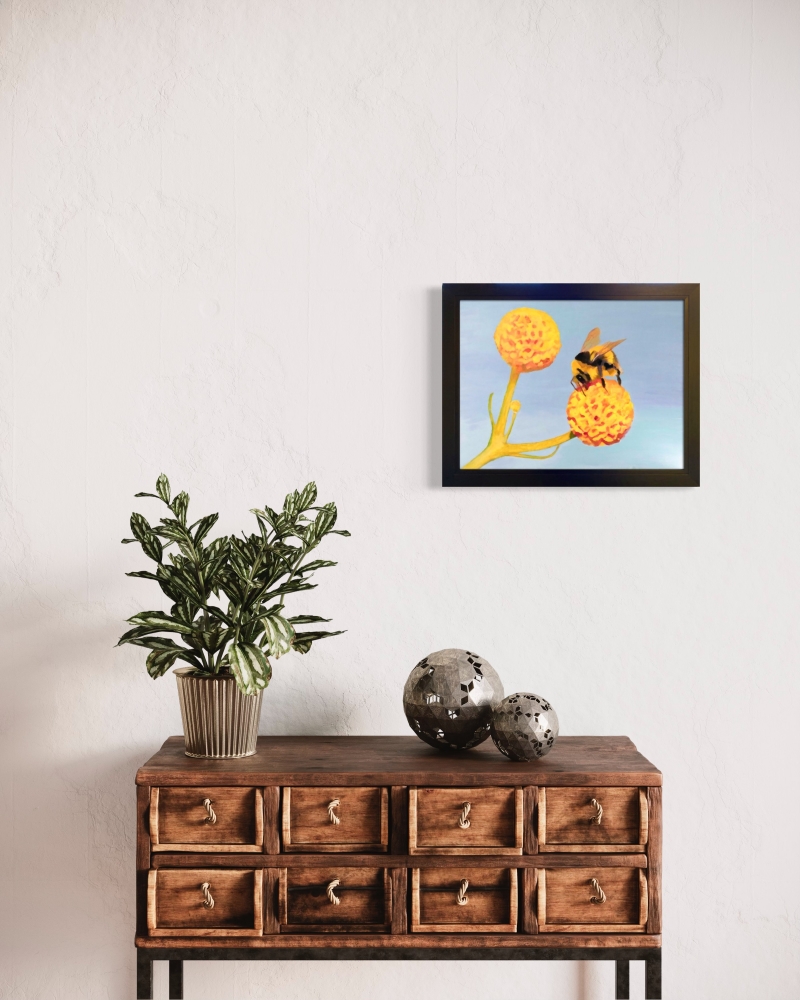 Bee on Orange ball flower 