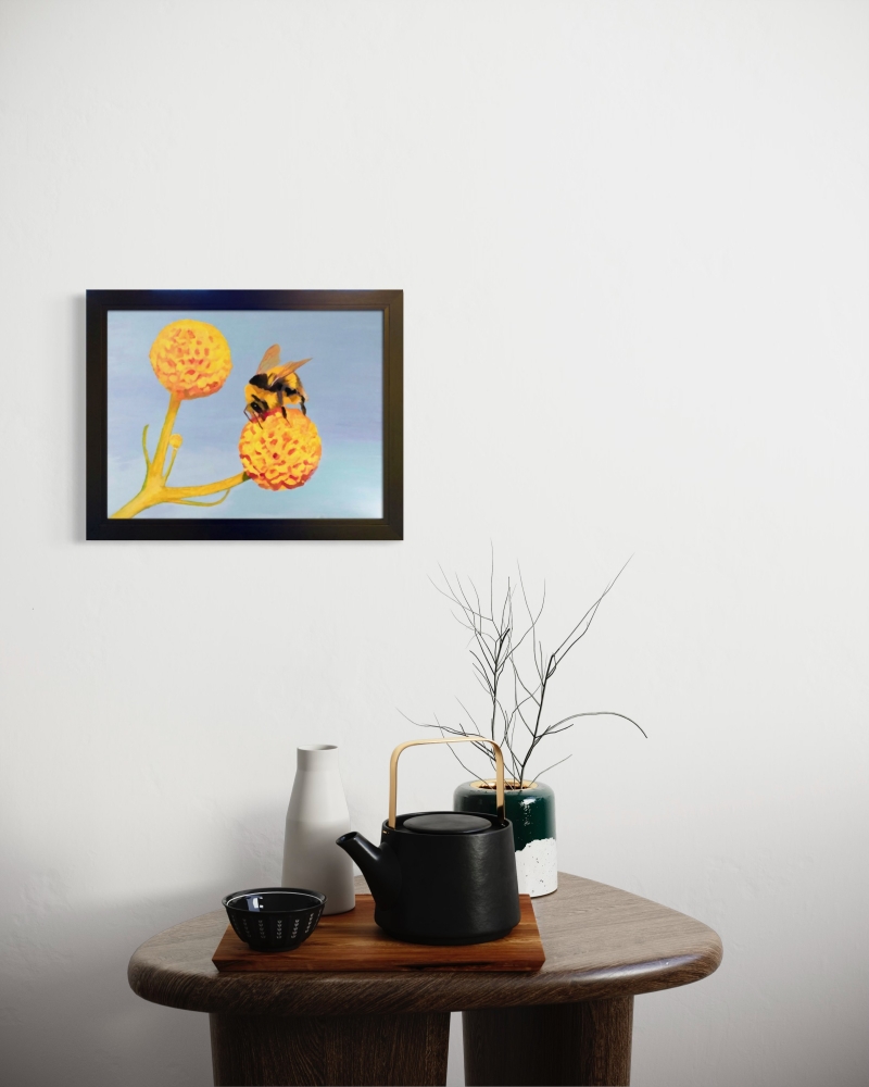 Bee on Orange ball flower 