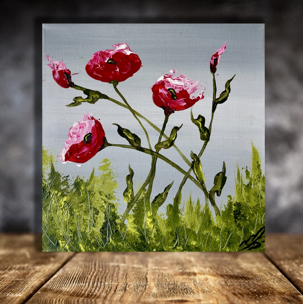 Vibrant Textured Red Poppies