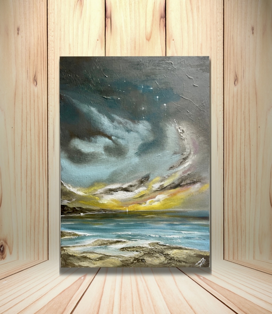 Sunlight, Sail, and Stars: Captivating Atmospheric Oil Painting