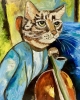 Cat cellist, sounds and vision, inspired by Amedeo Modigliani 